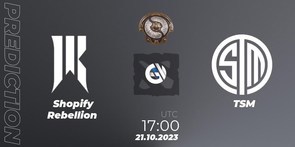 Shopify Rebellion contre TSM : prédiction de match. 21.10.23. Dota 2, The International 2023