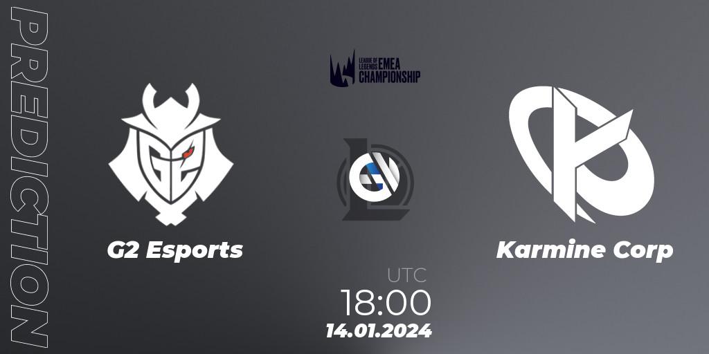 G2 Esports contre Karmine Corp : prédiction de match. 14.01.24. LoL, LEC Winter 2024 - Regular Season