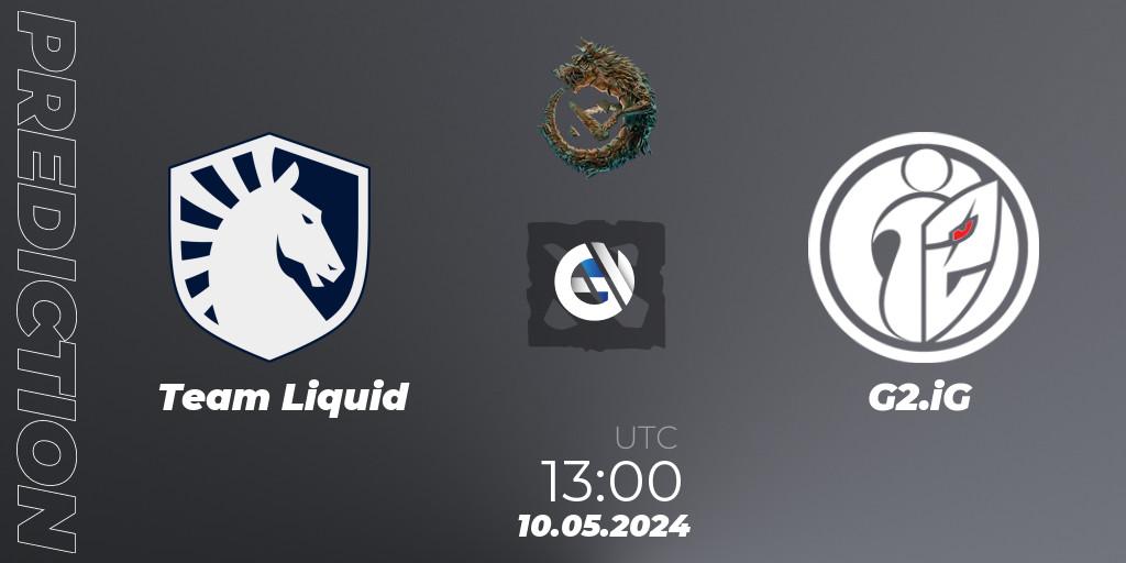 Team Liquid contre G2.iG : prédiction de match. 10.05.24. Dota 2, PGL Wallachia Season 1 - Group Stage