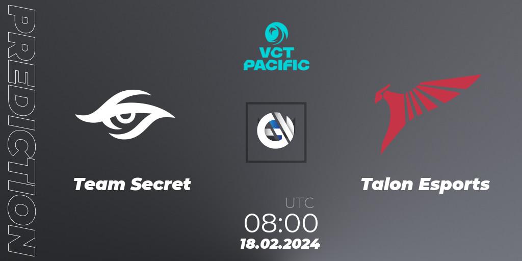 Team Secret contre Talon Esports : prédiction de match. 18.02.24. VALORANT, VCT 2024: Pacific Kickoff