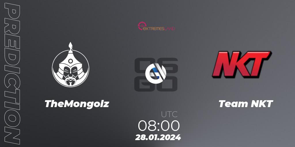 TheMongolz contre Team NKT : prédiction de match. 28.01.2024 at 07:00. Counter-Strike (CS2), eXTREMESLAND 2023