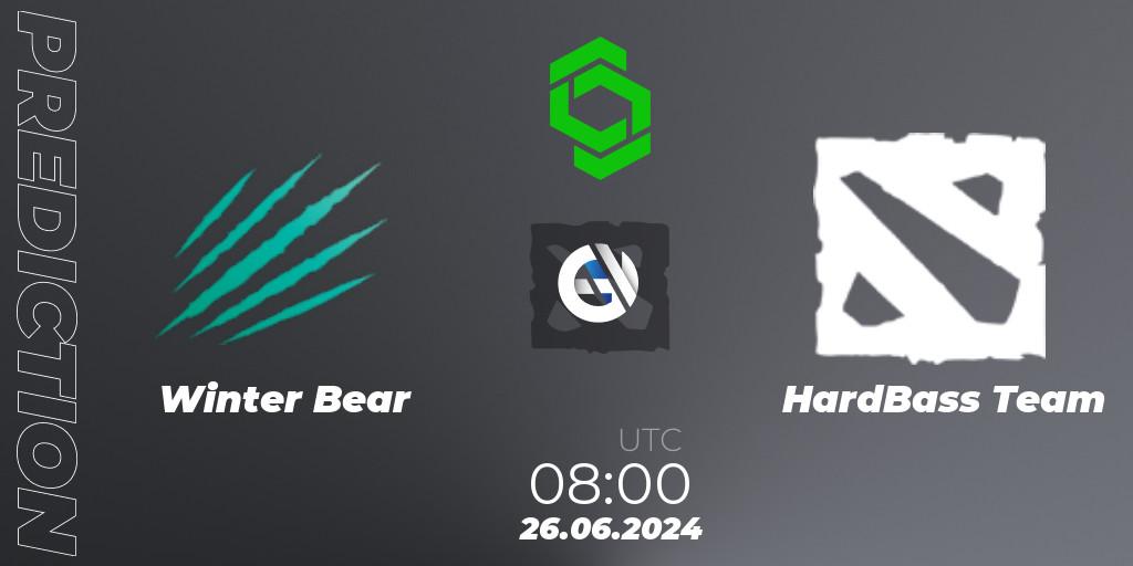 Winter Bear contre HardBass Team : prédiction de match. 26.06.2024 at 08:00. Dota 2, CCT Dota 2 Series 1