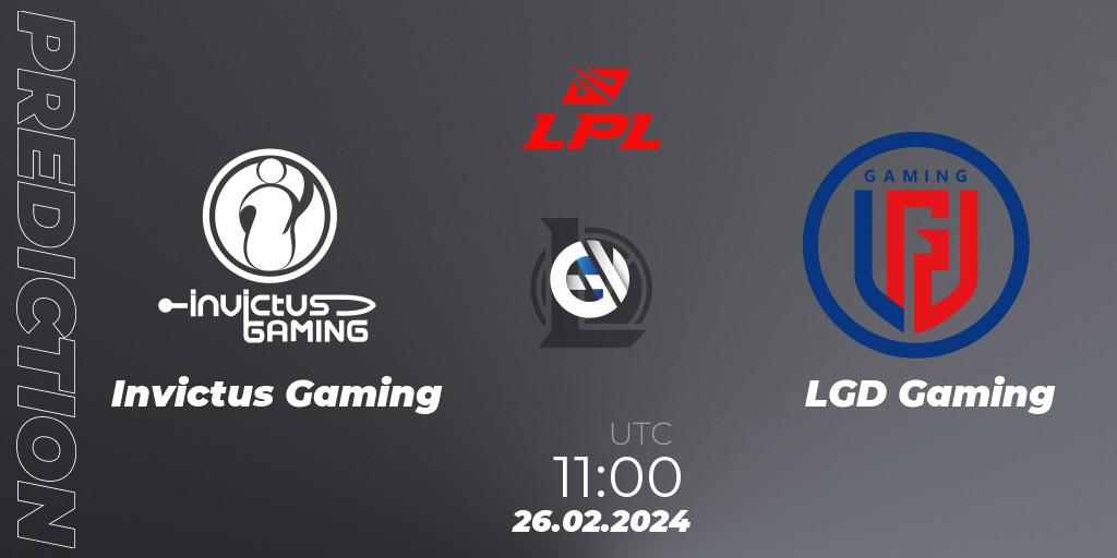 Invictus Gaming contre LGD Gaming : prédiction de match. 26.02.24. LoL, LPL Spring 2024 - Group Stage