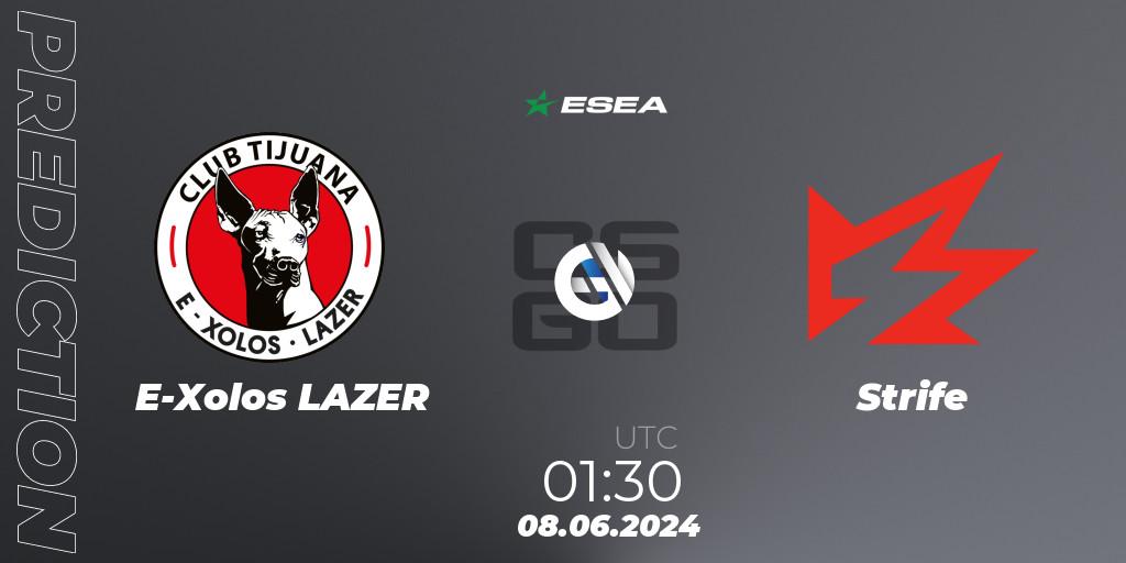 E-Xolos LAZER contre Strife : prédiction de match. 08.06.2024 at 01:30. Counter-Strike (CS2), ESEA Advanced Season 49 North America