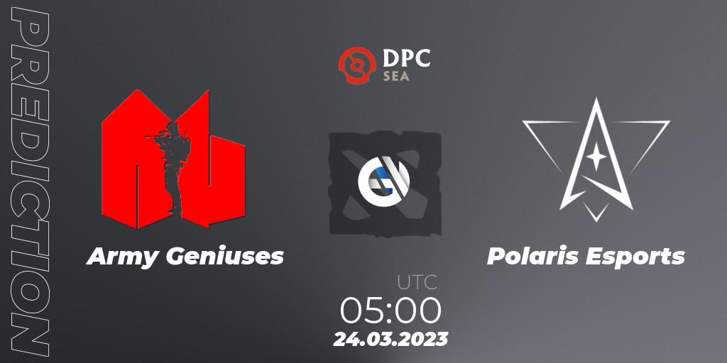 Army Geniuses contre Polaris Esports : prédiction de match. 24.03.23. Dota 2, DPC 2023 Tour 2: SEA Division I (Upper)