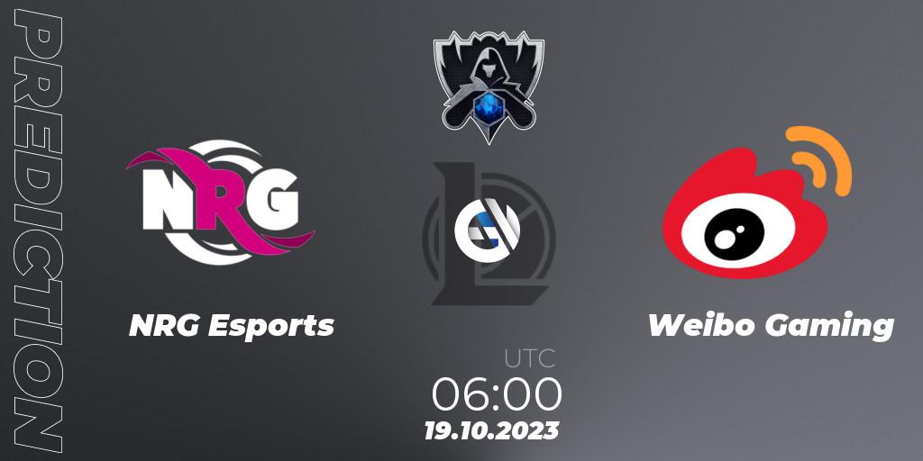 NRG Esports contre Weibo Gaming : prédiction de match. 19.10.23. LoL, Worlds 2023 LoL - Group Stage