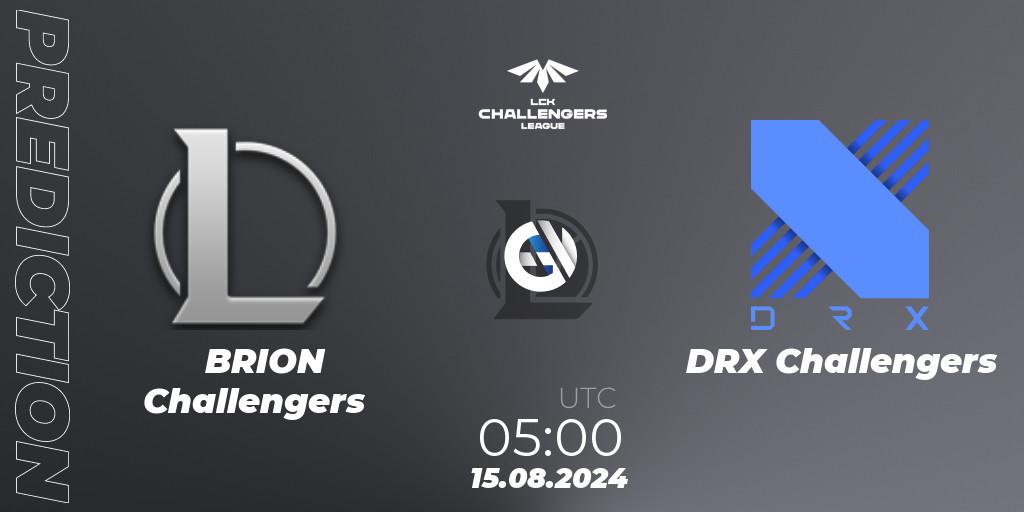 BRION Challengers contre DRX Challengers : prédiction de match. 15.08.2024 at 05:00. LoL, LCK Challengers League 2024 Summer - Group Stage