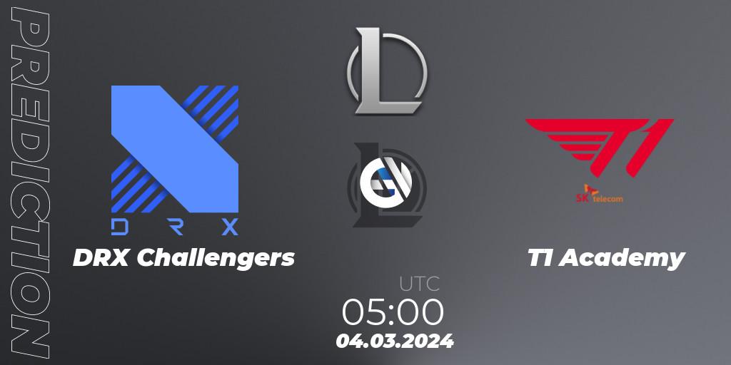 DRX Challengers contre T1 Academy : prédiction de match. 04.03.24. LoL, LCK Challengers League 2024 Spring - Group Stage