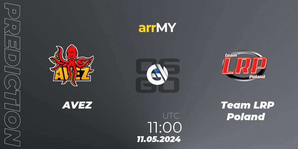 AVEZ contre Team LRP Poland : prédiction de match. 11.05.2024 at 11:00. Counter-Strike (CS2), arrMY Masters League Season 9 Finals