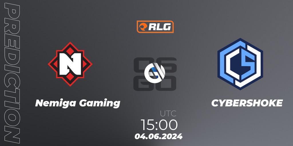 Nemiga Gaming contre CYBERSHOKE : prédiction de match. 04.06.2024 at 15:00. Counter-Strike (CS2), RES European Series #5