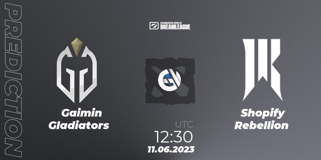 Gaimin Gladiators contre Shopify Rebellion : prédiction de match. 11.06.23. Dota 2, DreamLeague Season 20 - Group Stage 1