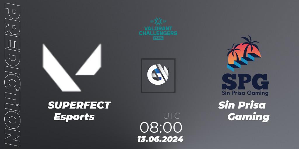 SUPERFECT Esports contre Sin Prisa Gaming : prédiction de match. 13.06.2024 at 06:00. VALORANT, VALORANT Challengers 2024 Korea: Split 2
