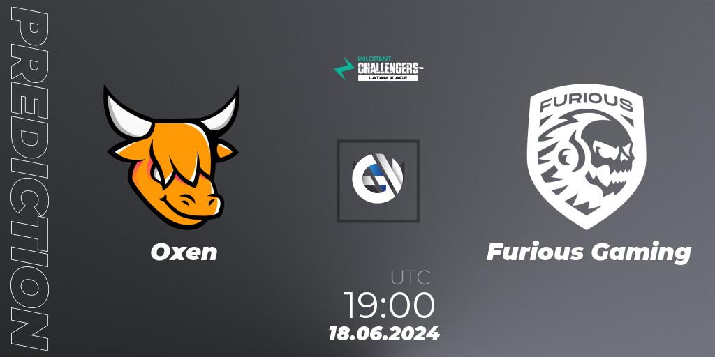 Oxen contre Furious Gaming : prédiction de match. 18.06.2024 at 19:00. VALORANT, VALORANT Challengers 2024 LAS: Split 2