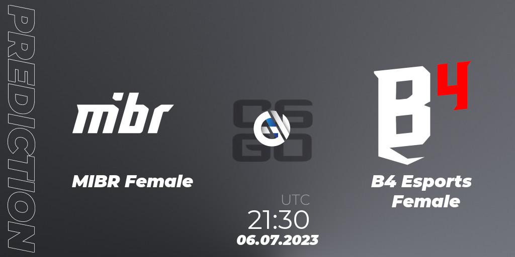 MIBR Female contre B4 Esports Female : prédiction de match. 06.07.2023 at 23:15. Counter-Strike (CS2), BGS Esports 2023 Female: Online Stage