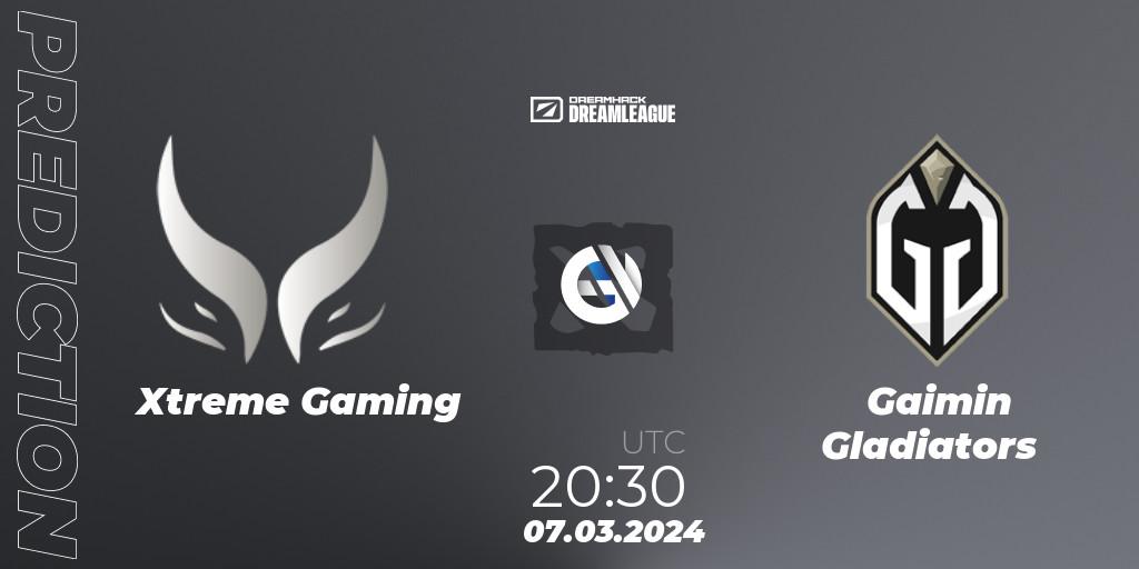 Xtreme Gaming contre Gaimin Gladiators : prédiction de match. 07.03.2024 at 20:28. Dota 2, DreamLeague Season 22