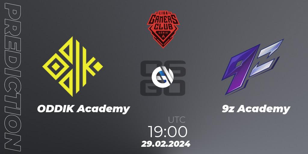 ODDIK Academy contre 9z Academy : prédiction de match. 29.02.24. CS2 (CS:GO), Gamers Club Liga Série A: February 2024