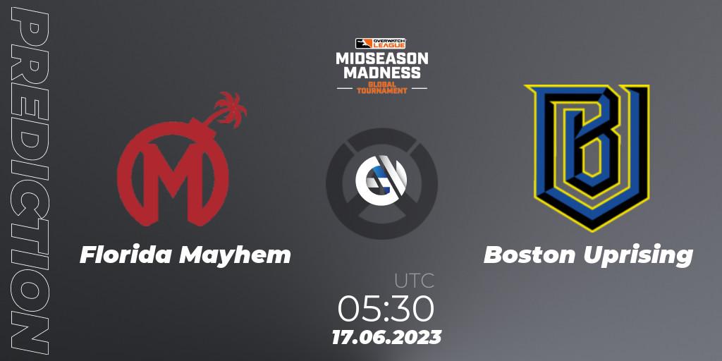 Florida Mayhem contre Boston Uprising : prédiction de match. 17.06.23. Overwatch, Overwatch League 2023 - Midseason Madness