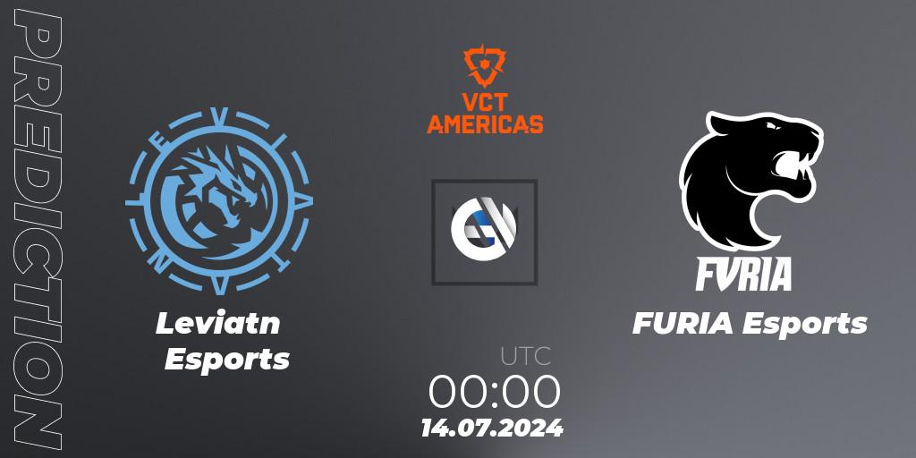 Leviatán Esports contre FURIA Esports : prédiction de match. 14.07.2024 at 00:00. VALORANT, VALORANT Champions Tour 2024: Americas League - Stage 2 - Group Stage
