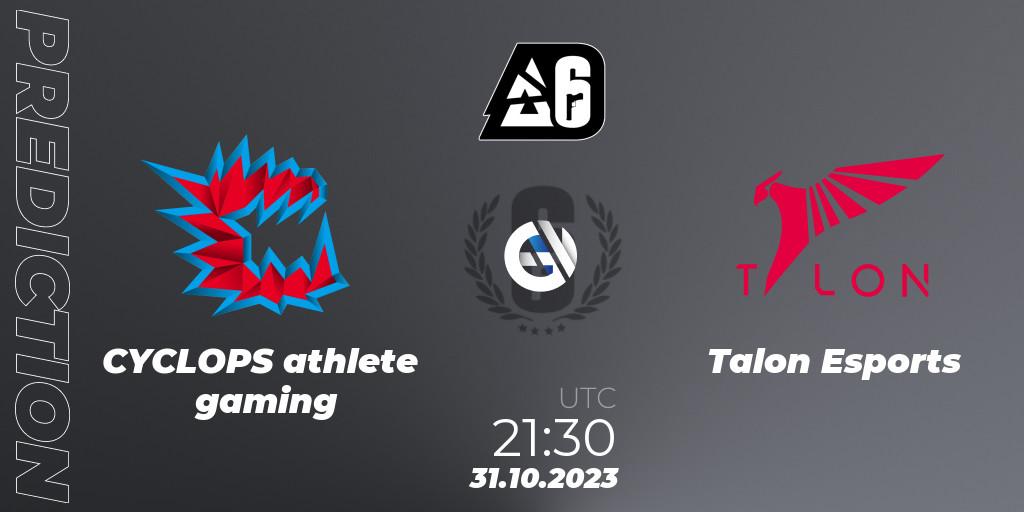 CYCLOPS athlete gaming contre Talon Esports : prédiction de match. 31.10.23. Rainbow Six, BLAST Major USA 2023