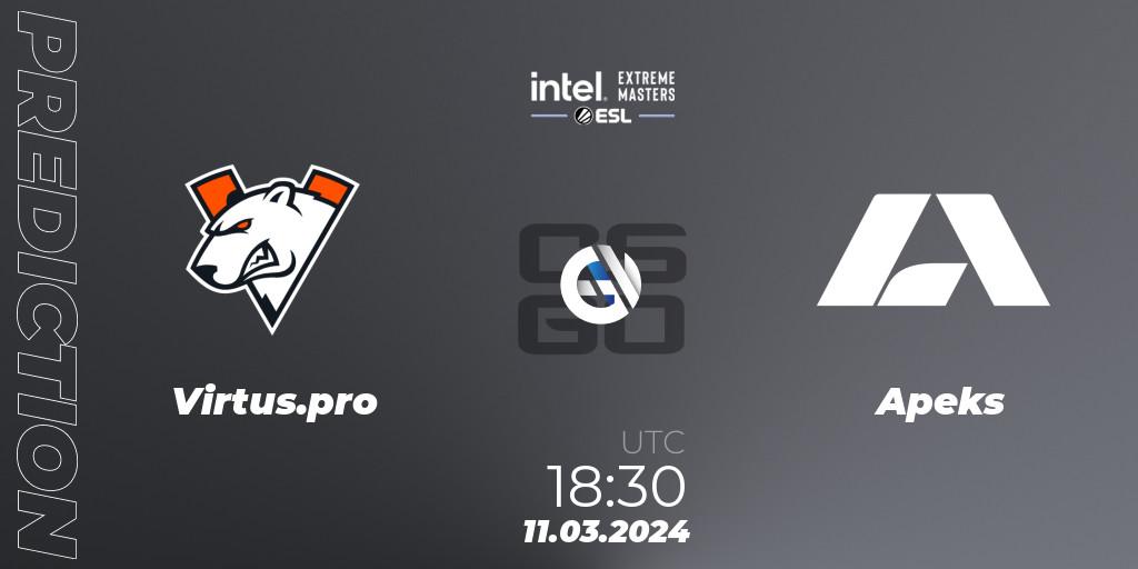 Virtus.pro contre Apeks : prédiction de match. 11.03.24. CS2 (CS:GO), Intel Extreme Masters Dallas 2024: European Closed Qualifier