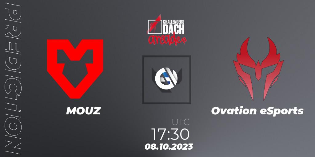 MOUZ contre Ovation eSports : prédiction de match. 08.10.2023 at 17:30. VALORANT, VALORANT Challengers 2023 DACH: Arcade