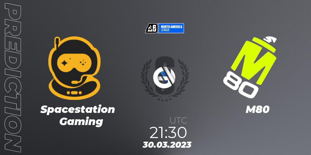 Spacestation Gaming contre M80 : prédiction de match. 30.03.2023 at 21:30. Rainbow Six, North America League 2023 - Stage 1