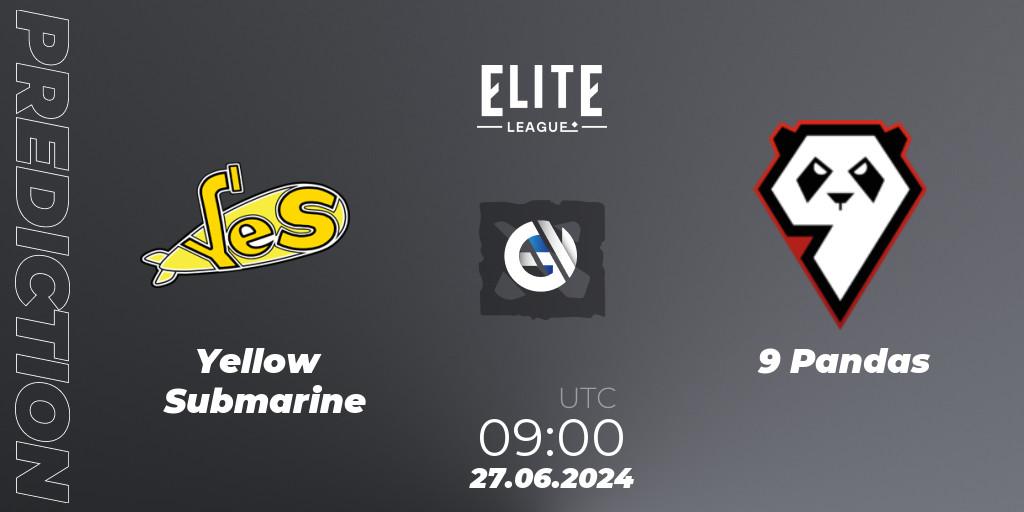 Yellow Submarine contre 9 Pandas : prédiction de match. 27.06.2024 at 09:20. Dota 2, Elite League Season 2: Eastern Europe Closed Qualifier