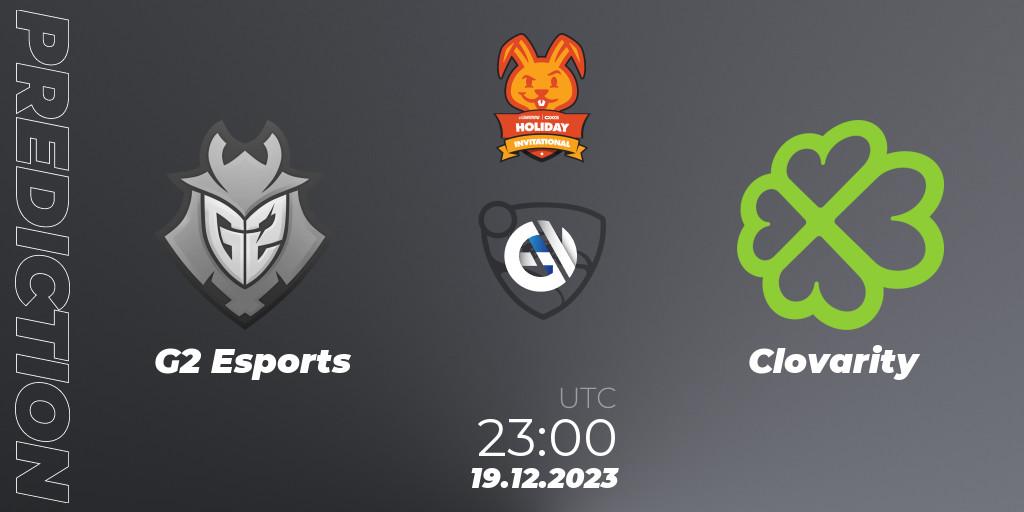 G2 Esports contre Clovarity : prédiction de match. 19.12.2023 at 23:00. Rocket League, OXG Holiday Invitational