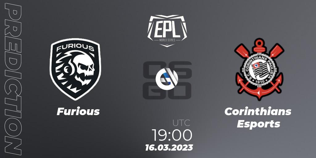 Furious contre Corinthians Esports : prédiction de match. 18.03.2023 at 17:45. Counter-Strike (CS2), EPL World Series: Americas Season 3