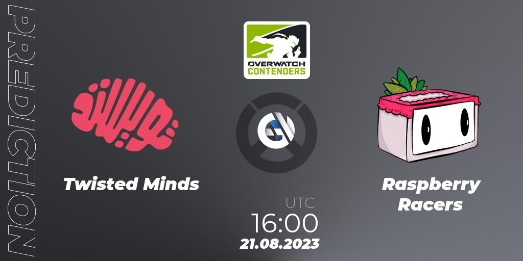 Twisted Minds contre Raspberry Racers : prédiction de match. 21.08.2023 at 16:00. Overwatch, Overwatch Contenders 2023 Summer Series: Europe