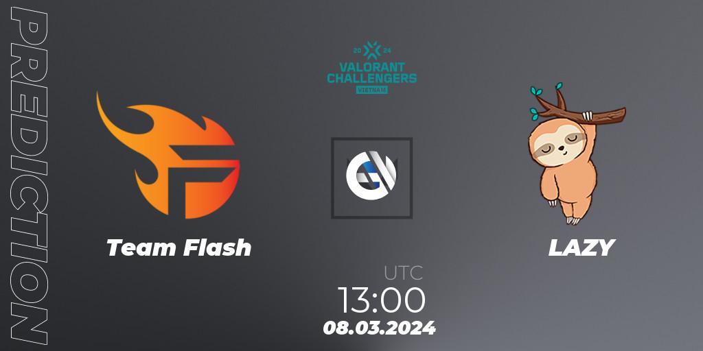 Team Flash contre LAZY : prédiction de match. 08.03.2024 at 13:00. VALORANT, VALORANT Challengers 2024 Vietnam: Split 1
