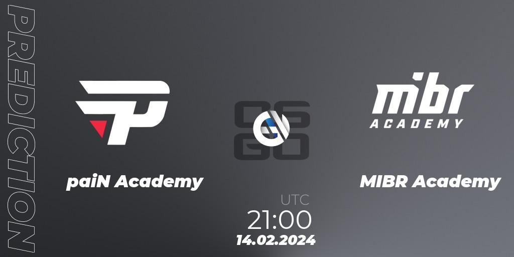 paiN Academy contre MIBR Academy : prédiction de match. 14.02.2024 at 21:00. Counter-Strike (CS2), RedZone PRO League Season 1
