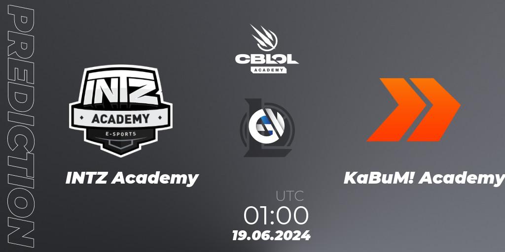 INTZ Academy contre KaBuM! Academy : prédiction de match. 19.06.2024 at 01:00. LoL, CBLOL Academy 2024