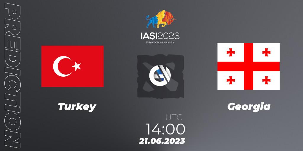 Turkey contre Georgia : prédiction de match. 21.06.2023 at 14:00. Dota 2, IESF Europe B Qualifier 2023