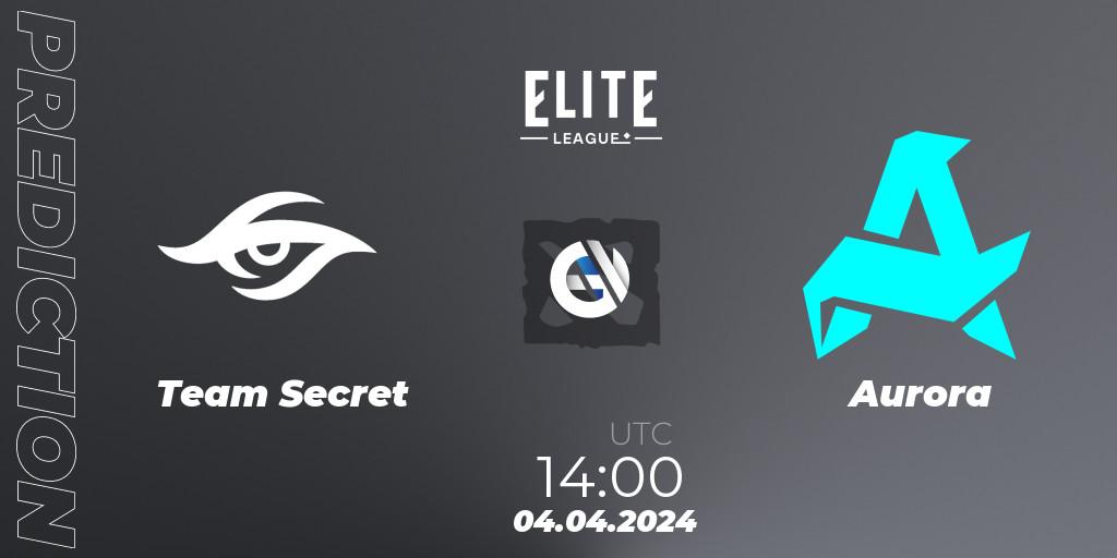 Team Secret contre Aurora : prédiction de match. 04.04.24. Dota 2, Elite League: Swiss Stage