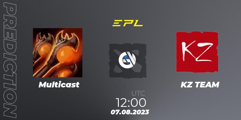 Multicast contre KZ TEAM : prédiction de match. 07.08.2023 at 13:20. Dota 2, European Pro League Season 11