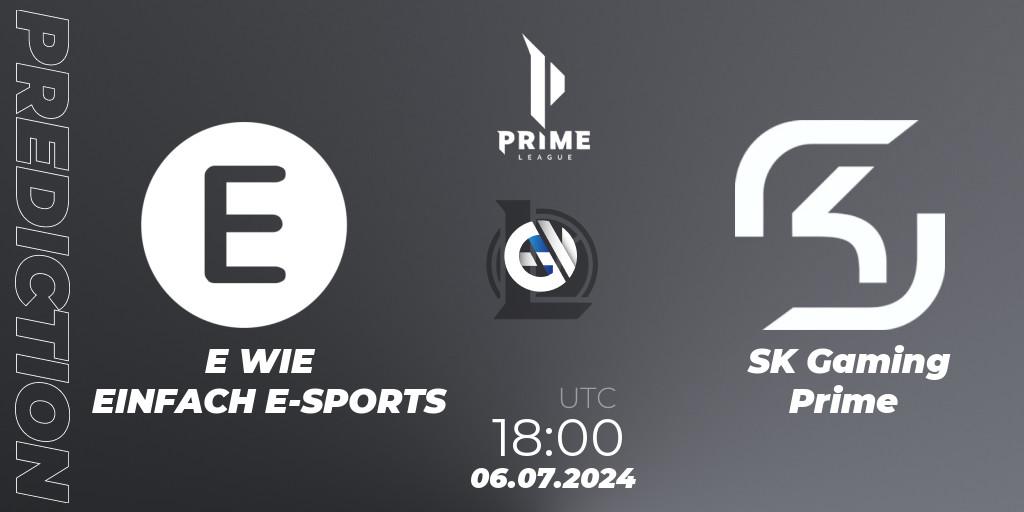 E WIE EINFACH E-SPORTS contre SK Gaming Prime : prédiction de match. 06.07.2024 at 18:00. LoL, Prime League Summer 2024