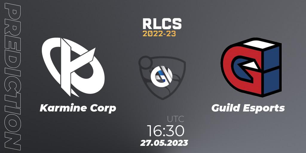 Karmine Corp contre Guild Esports : prédiction de match. 27.05.2023 at 16:35. Rocket League, RLCS 2022-23 - Spring: Europe Regional 2 - Spring Cup