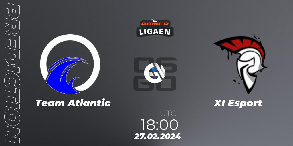 Team Atlantic contre XI Esport : prédiction de match. 27.02.2024 at 18:00. Counter-Strike (CS2), Dust2.dk Ligaen Season 25