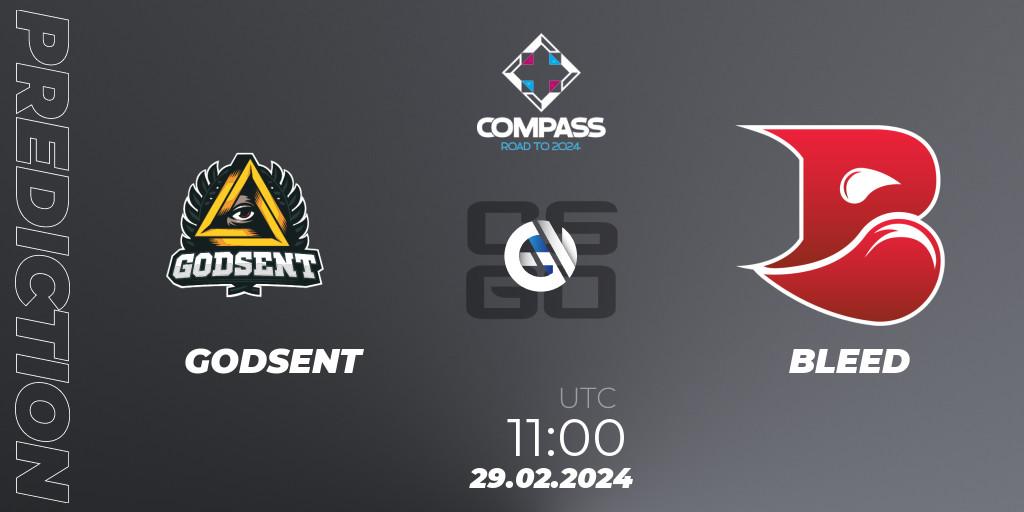 GODSENT contre BLEED : prédiction de match. 29.02.2024 at 11:00. Counter-Strike (CS2), YaLLa Compass Spring 2024 Contenders