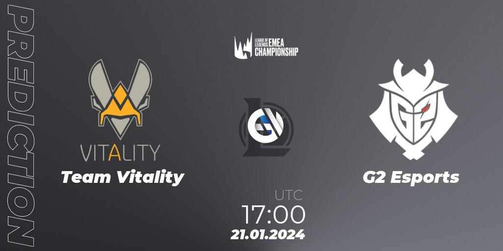 Team Vitality contre G2 Esports : prédiction de match. 22.01.2024 at 19:00. LoL, LEC Winter 2024 - Regular Season
