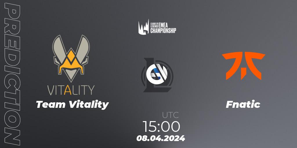 Team Vitality contre Fnatic : prédiction de match. 08.04.2024 at 15:00. LoL, LEC Spring 2024 - Playoffs