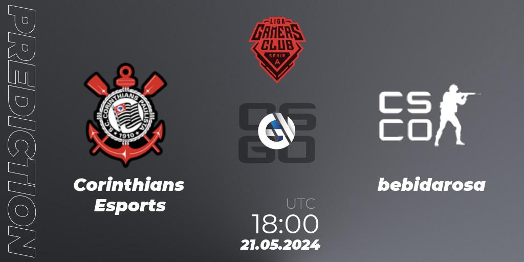 Corinthians Esports contre bebidarosa : prédiction de match. 21.05.2024 at 18:00. Counter-Strike (CS2), Gamers Club Liga Série A: May 2024
