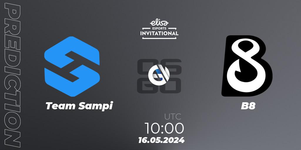 Team Sampi contre B8 : prédiction de match. 16.05.2024 at 10:00. Counter-Strike (CS2), Elisa Invitational Spring 2024