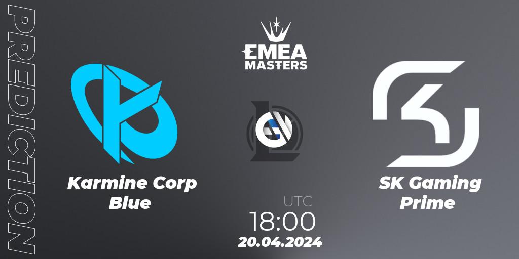 Karmine Corp Blue contre SK Gaming Prime : prédiction de match. 20.04.24. LoL, EMEA Masters Spring 2024 - Group Stage