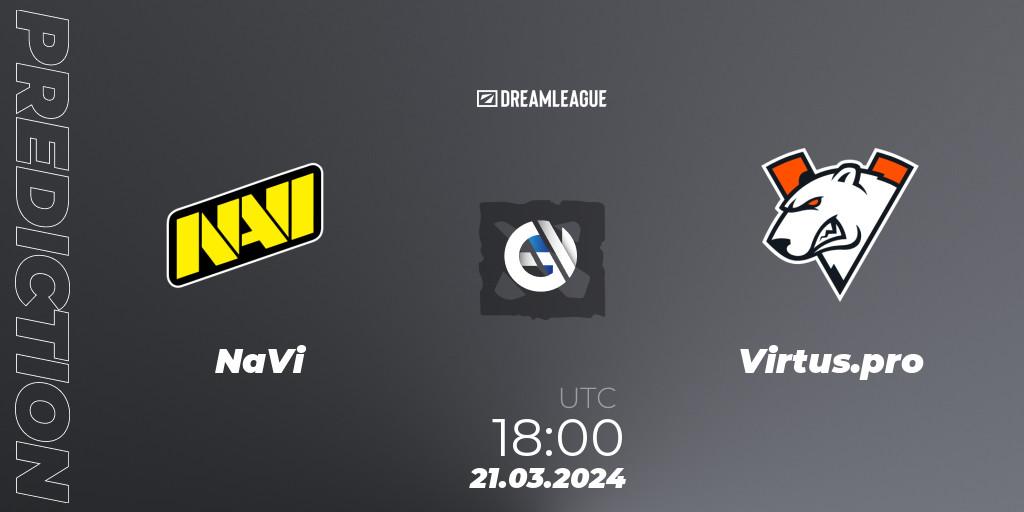 NaVi contre Virtus.pro : prédiction de match. 21.03.24. Dota 2, DreamLeague Season 23: Eastern Europe Closed Qualifier