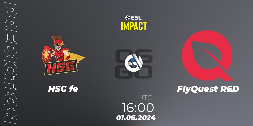 HSG fe contre FlyQuest RED : prédiction de match. 01.06.2024 at 16:00. Counter-Strike (CS2), ESL Impact League Season 5 Finals