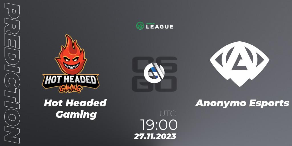 Hot Headed Gaming contre Anonymo Esports : prédiction de match. 27.11.2023 at 19:00. Counter-Strike (CS2), ESEA Season 47: Advanced Division - Europe