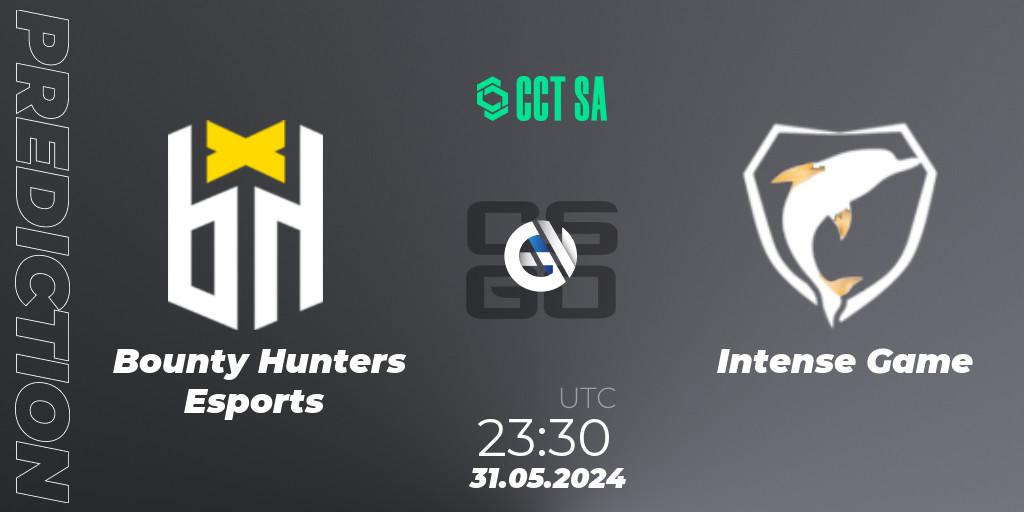 Bounty Hunters Esports contre Intense Game : prédiction de match. 31.05.2024 at 23:30. Counter-Strike (CS2), CCT Season 2 South America Series 1