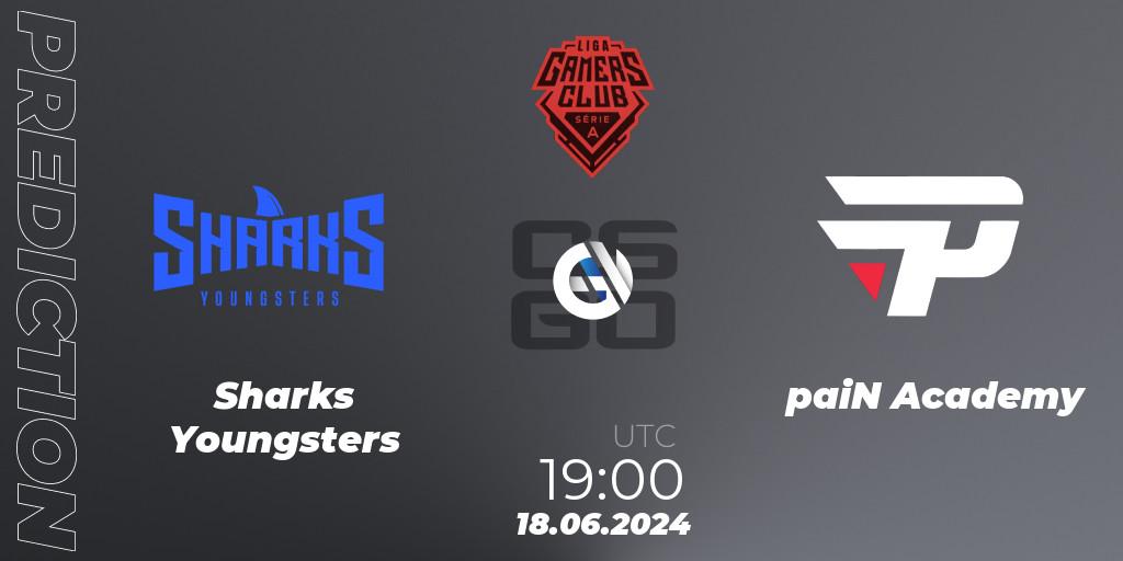 Sharks Youngsters contre paiN Academy : prédiction de match. 18.06.2024 at 19:00. Counter-Strike (CS2), Gamers Club Liga Série A: June 2024